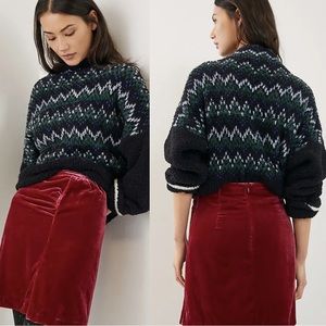 Anthropologie Ruched Velvet Skirt